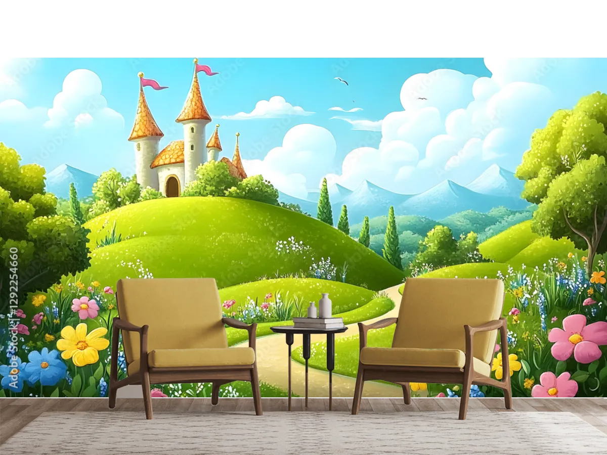Mural Castillo de Ensueño en Primavera para Pared - Vinil, Texturizado, Contract