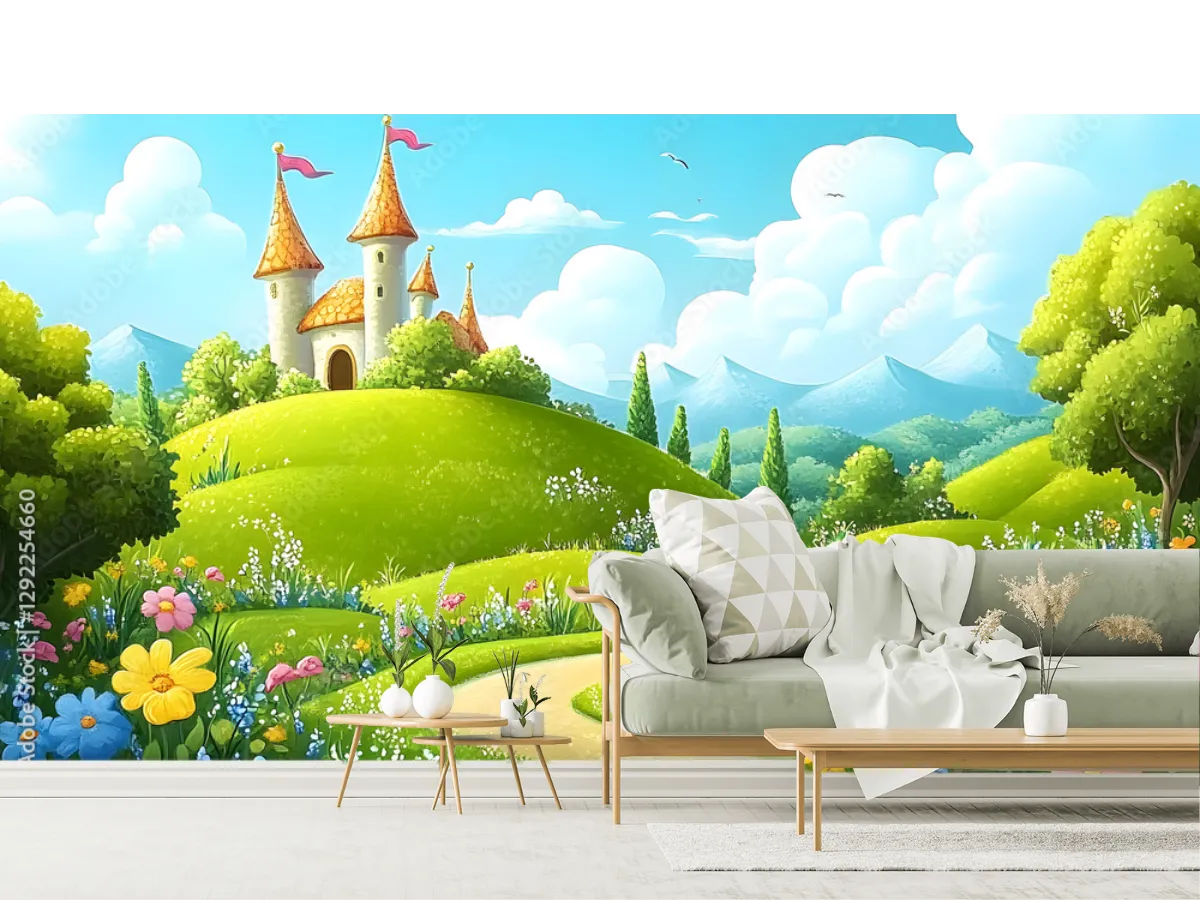 Mural Castillo de Ensueño en Primavera para Pared - Vinil, Texturizado, Contract