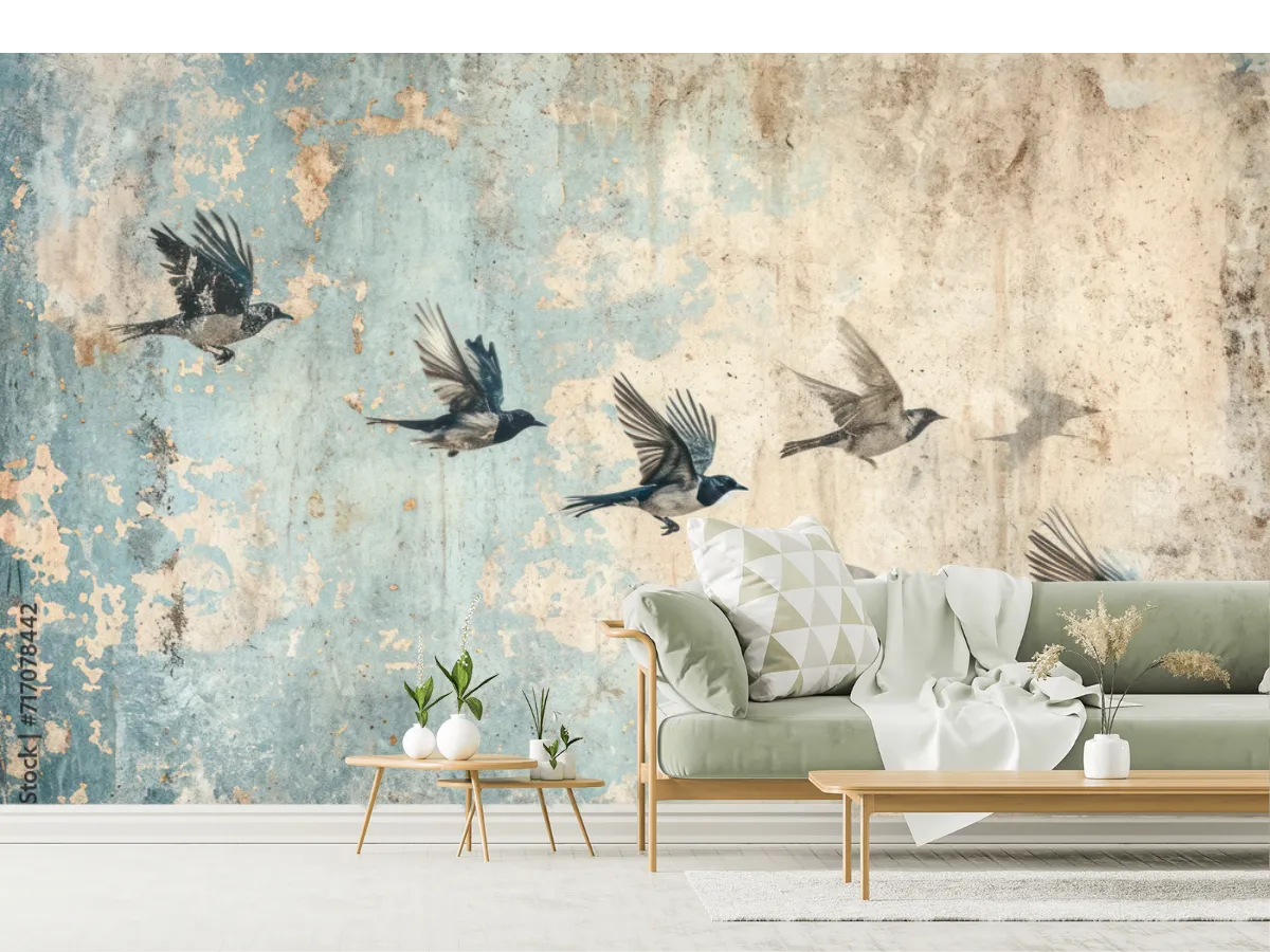 Mural decorativo Vuelo Eterno para pared - Diseño de aves artísticas