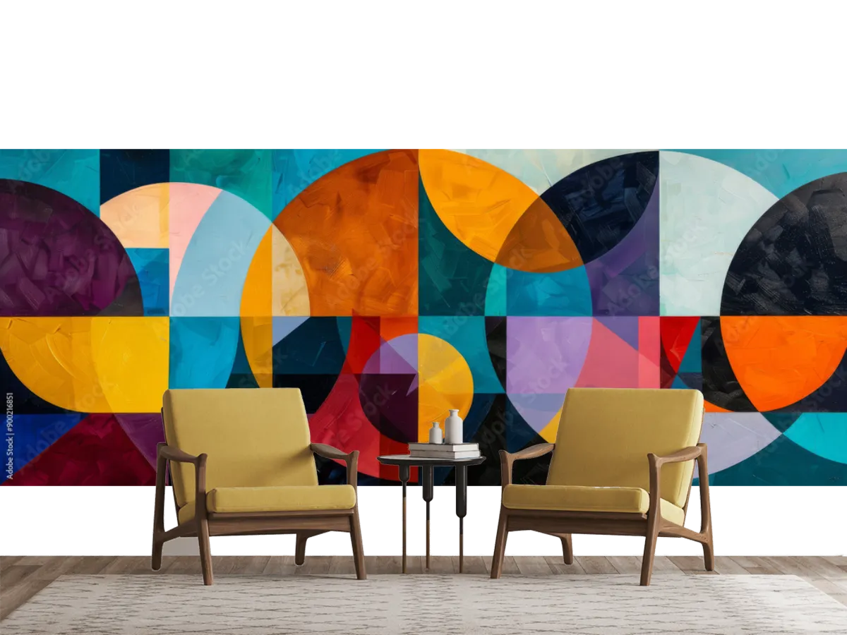 Modelo Tapiz Geométrico Prisma Abstracción para sala o recámara en papel tapiz decorativo