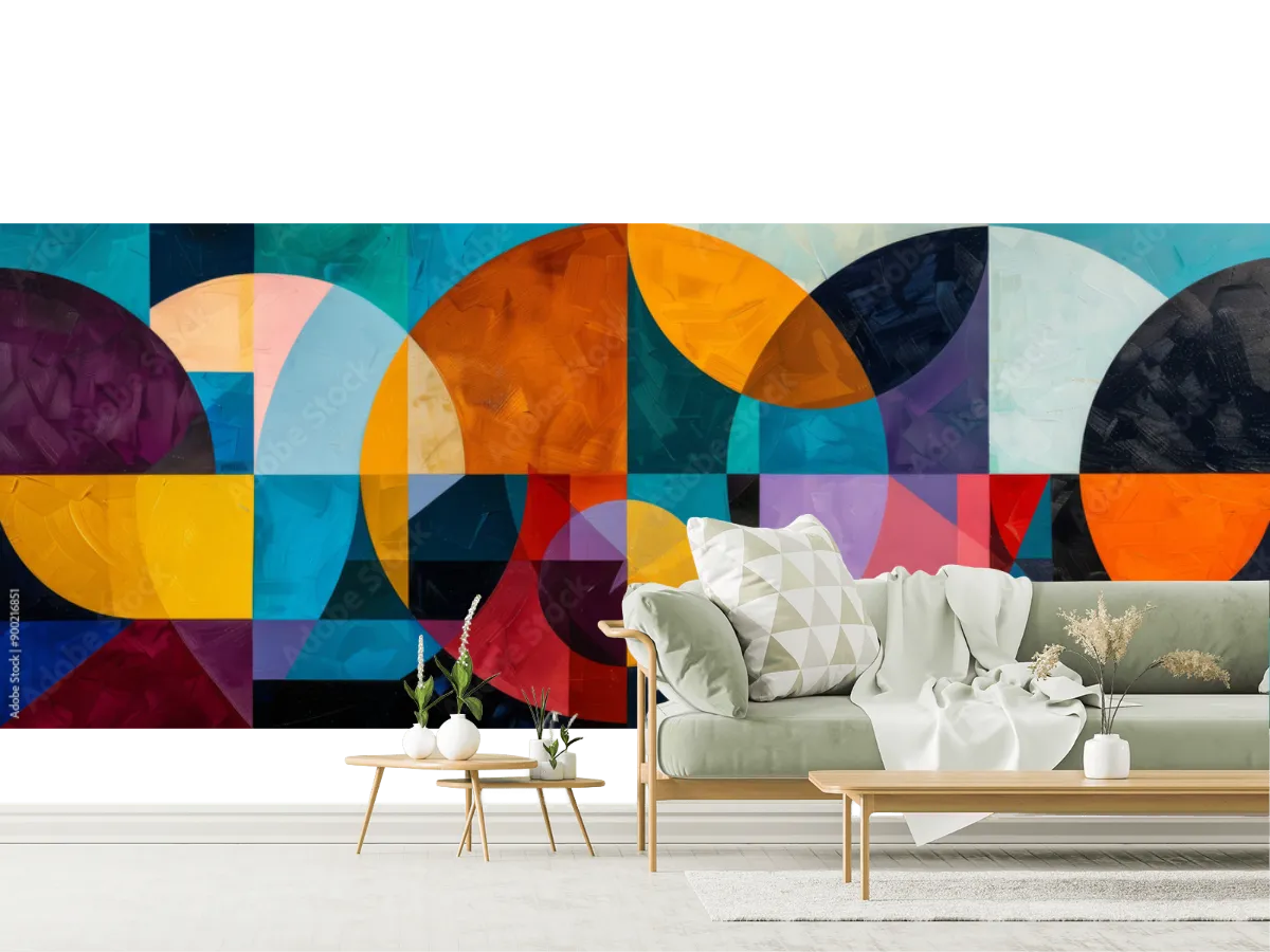 Modelo Tapiz Geométrico Prisma Abstracción para sala o recámara en papel tapiz decorativo