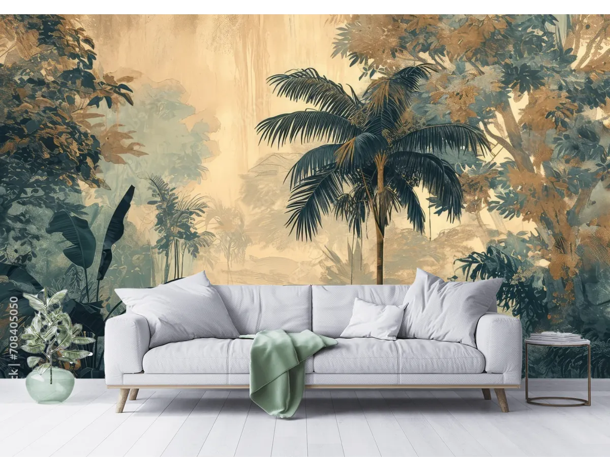 Mural Tropical Refugio Niebla | Fotomural Decorativo Vinil Arquitectónico
