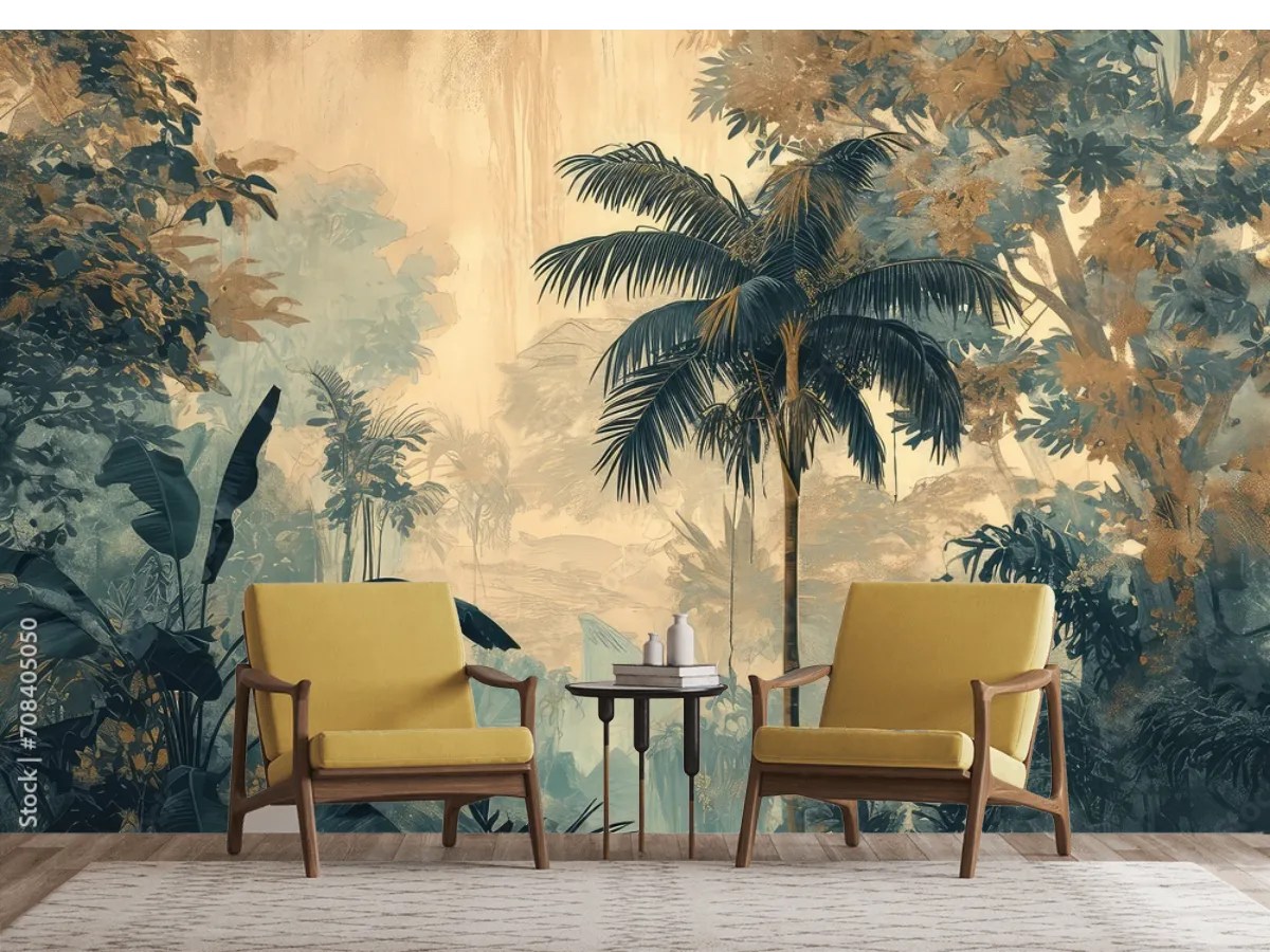 Mural Tropical Refugio Niebla | Fotomural Decorativo Vinil Arquitectónico