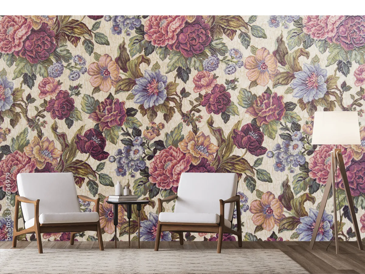 Mural Romántico Jardín Vintage para decoración mural de sala o recámara
