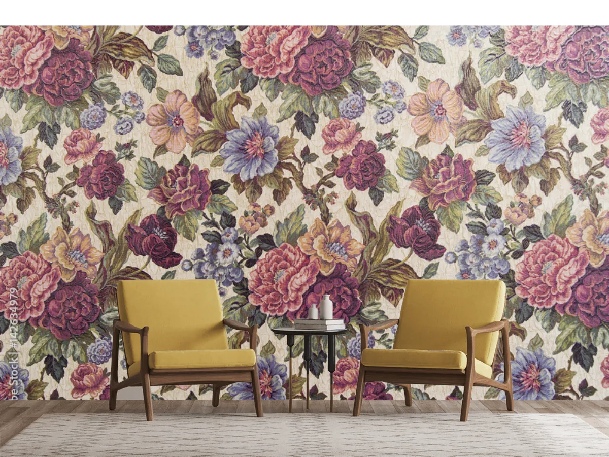 Mural Romántico Jardín Vintage para decoración mural de sala o recámara