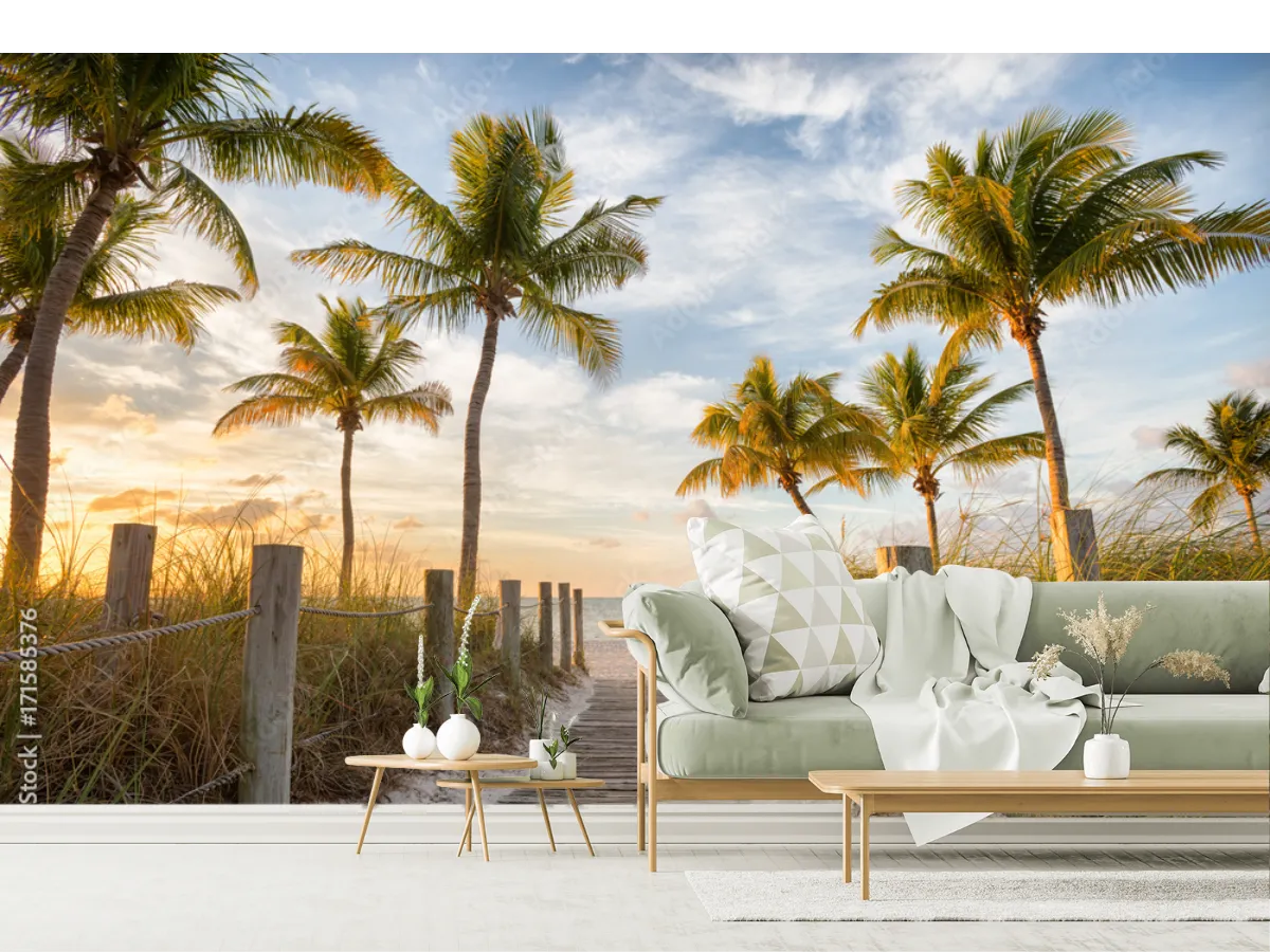 Mural Palms Beach Amanecer – Fotomural Vinil Arquitectónico