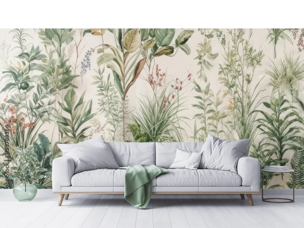 Mural Botánico Encanto Verde - Fotomural Vinil Arquitectónico y Papel Tapiz