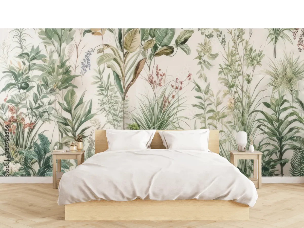 Mural Botánico Encanto Verde - Fotomural Vinil Arquitectónico y Papel Tapiz