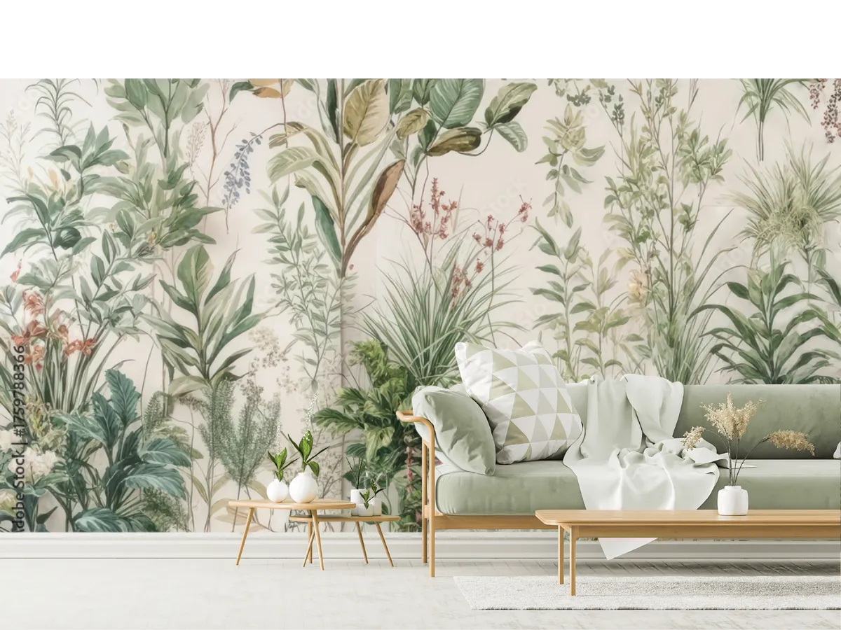 Mural Botánico Encanto Verde - Fotomural Vinil Arquitectónico y Papel Tapiz