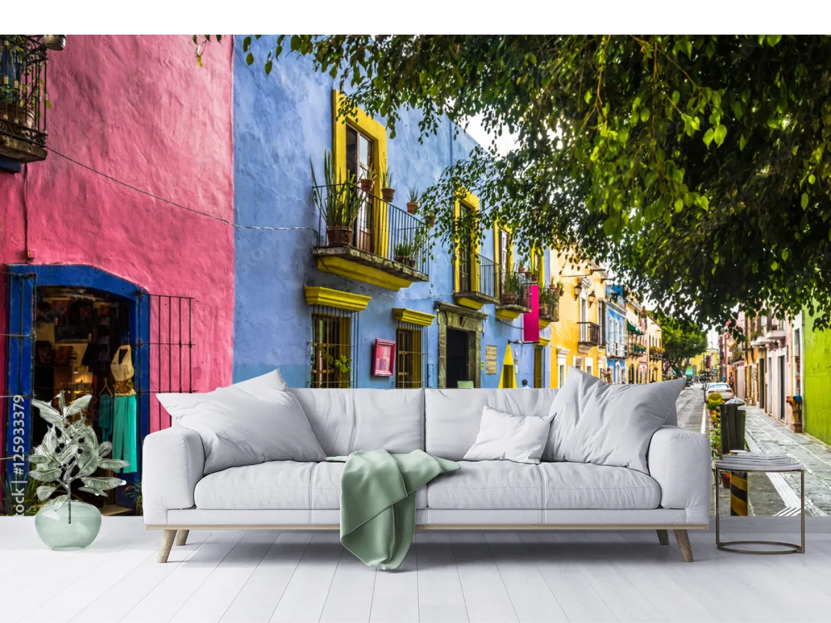 Mural Colores de Querétaro en Vinil Arquitectónico para decoración de sala
