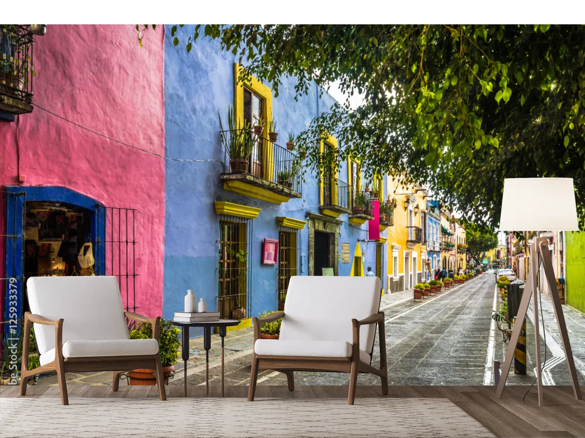 Mural Colores de Querétaro en Vinil Arquitectónico para decoración de sala