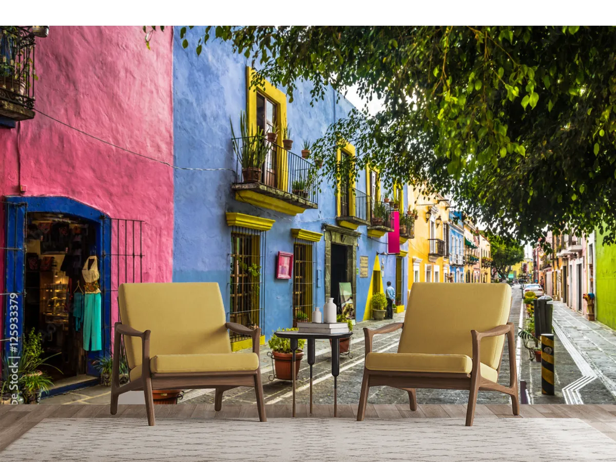 Mural Colores de Querétaro en Vinil Arquitectónico para decoración de sala
