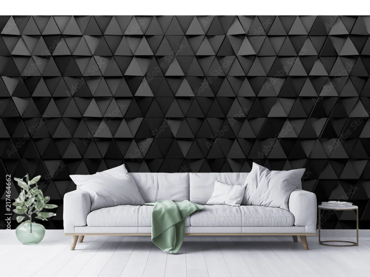 Mural Geométrico Nocturno en Vinil Arquitectónico para decoración de sala o recámara