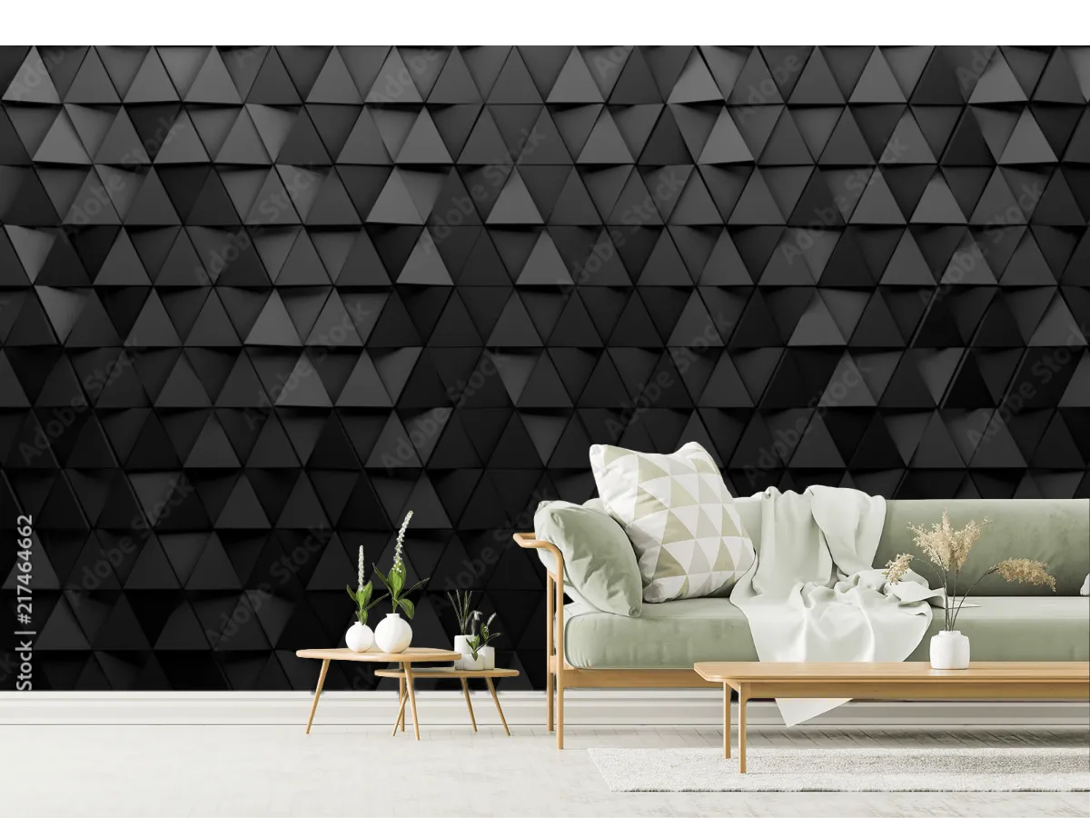 Mural Geométrico Nocturno en Vinil Arquitectónico para decoración de sala o recámara