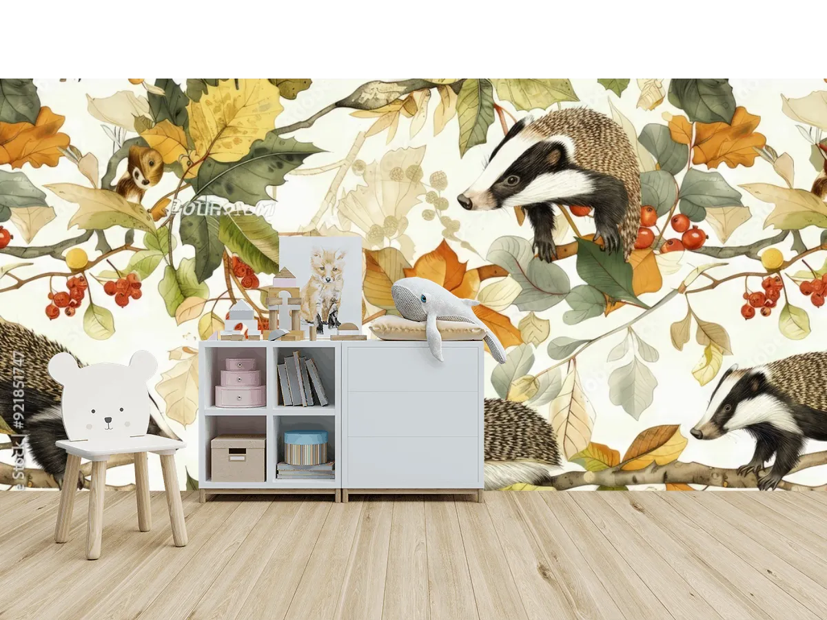 Mural Bosque Encantado Otoñal para Pared en Vinil, Papel Tapiz o Contract
