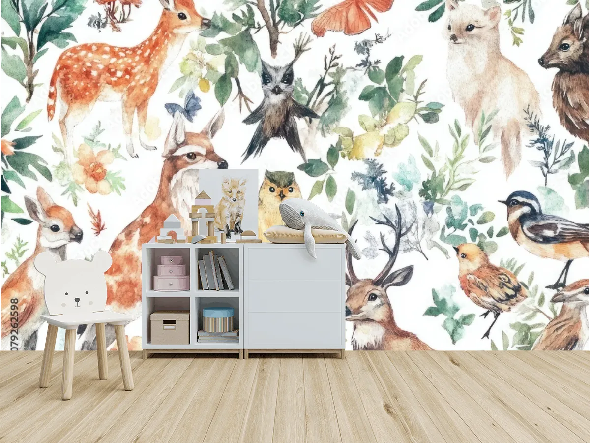 Mural Bosque Encantado Infantil – Vinil Arquitectónico, Papel Tapiz y Más