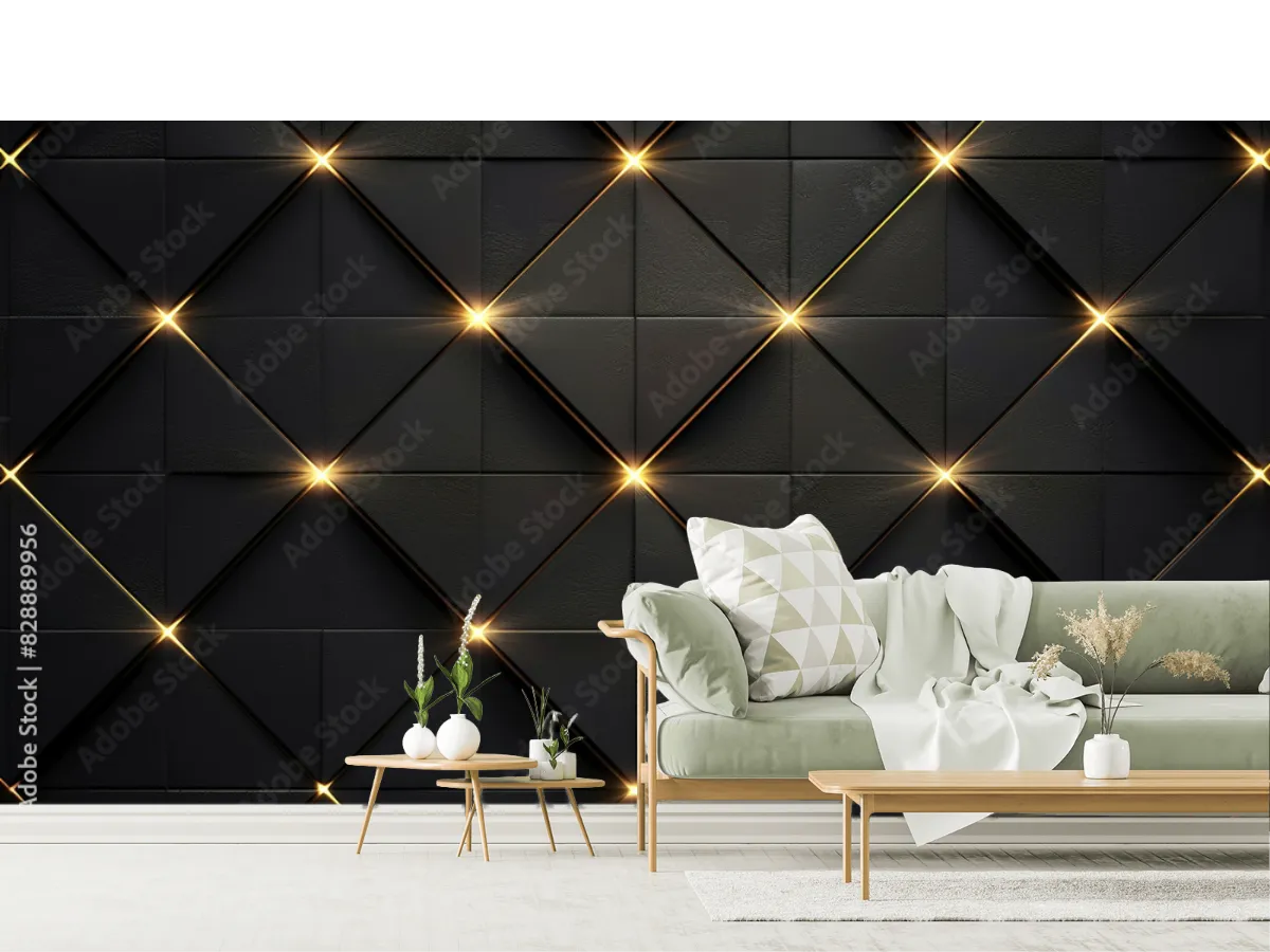 Mural Geométrico Lux Diamonds para Sala en Vinil Arquitectónico