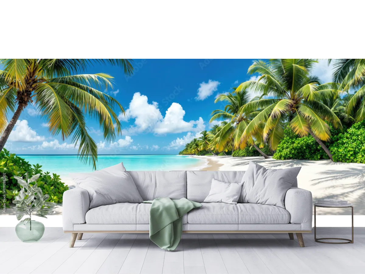 Mural Paraíso Tropical Playa – Fotomural Papel Tapiz Decorativo Sala