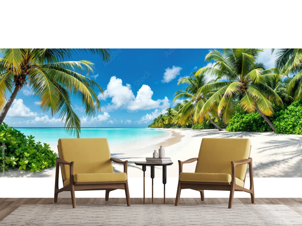 Mural Paraíso Tropical Playa – Fotomural Papel Tapiz Decorativo Sala