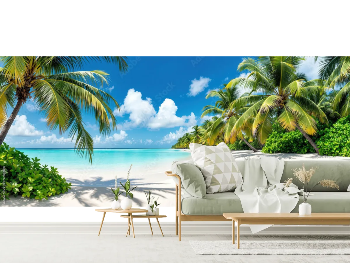 Mural Paraíso Tropical Playa – Fotomural Papel Tapiz Decorativo Sala