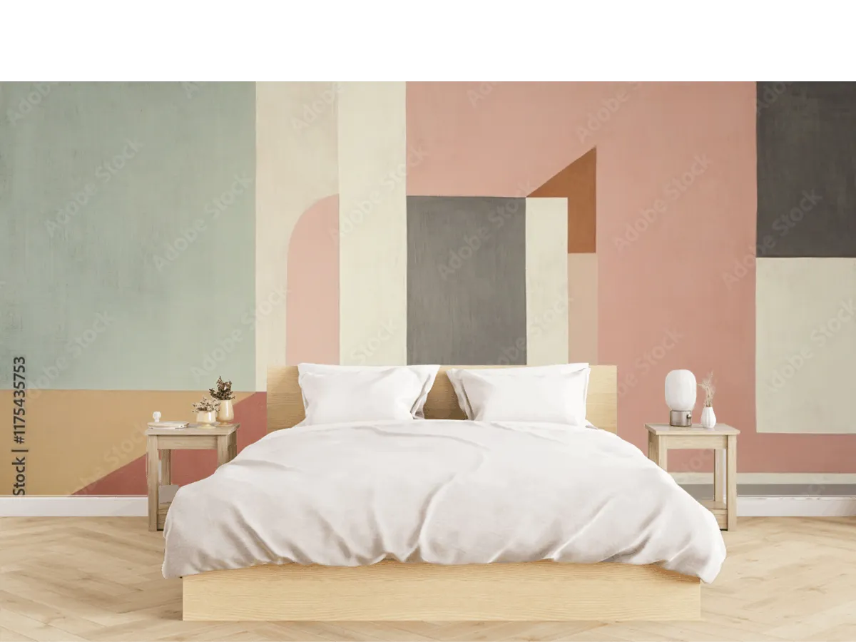 Mural Geometría Suave para Decoración Moderna - Vinil, Tapiz o Contract