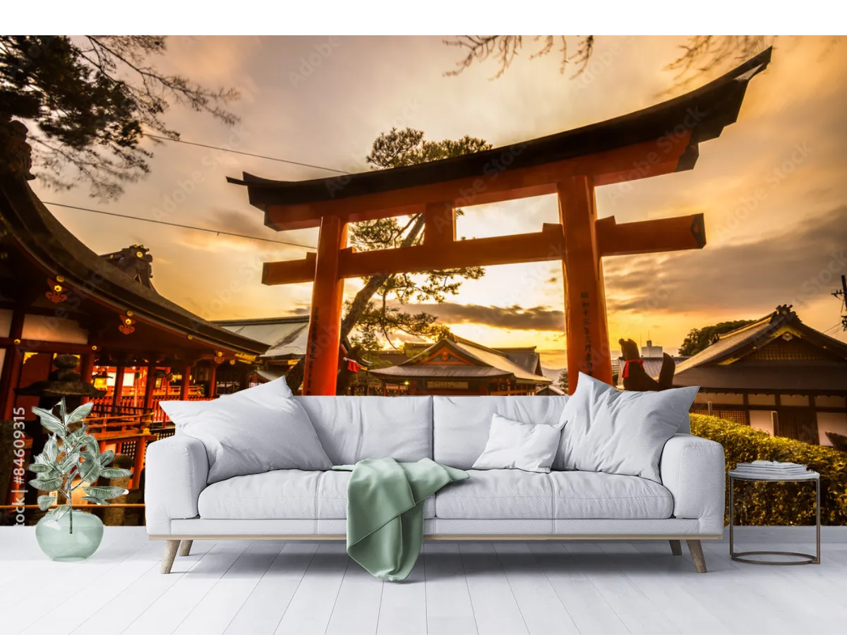 Mural Torii Amanecer Zen para sala y recámara, fotomural decorativo premium