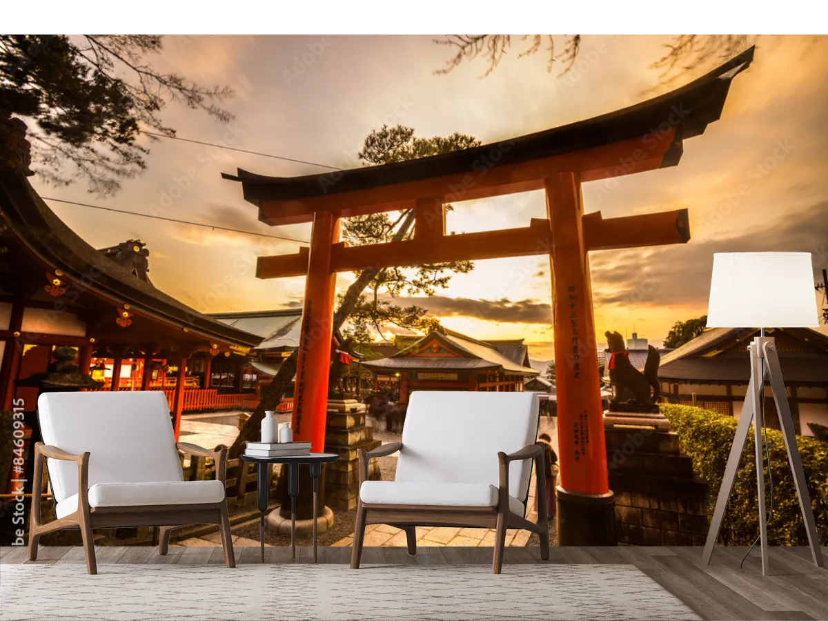 Mural Torii Amanecer Zen para sala y recámara, fotomural decorativo premium