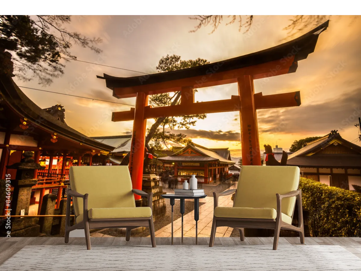 Mural Torii Amanecer Zen para sala y recámara, fotomural decorativo premium