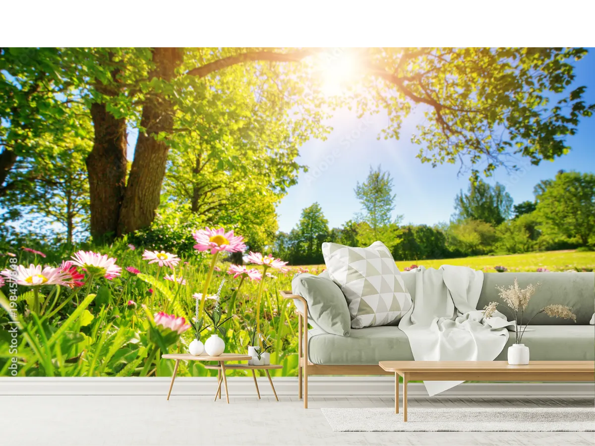 Mural Jardín de Luz – Fotomural Decorativo Primavera en Vinil o Papel Tapiz