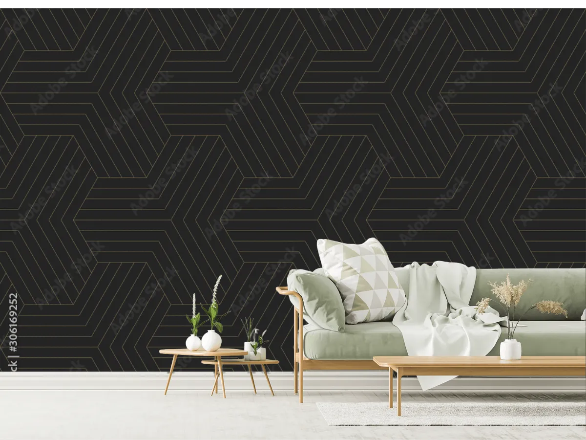 Mural Hexágonos Elegantes para Decoración de Sala – Vinil Arquitectónico o Papel Tapiz