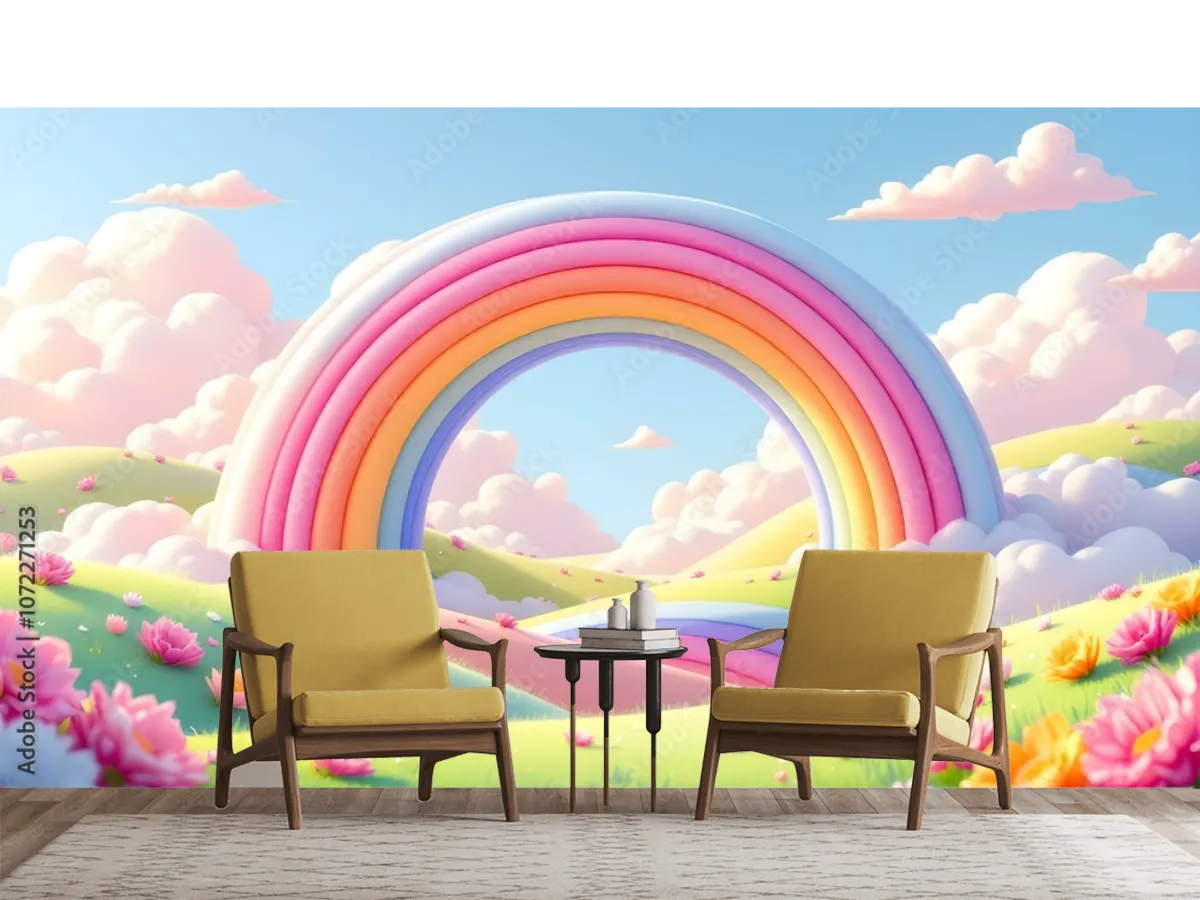 Mural Arcoíris de Ensueño para Decoración Infantil – Fotomural en Vinil o Papel Tapiz