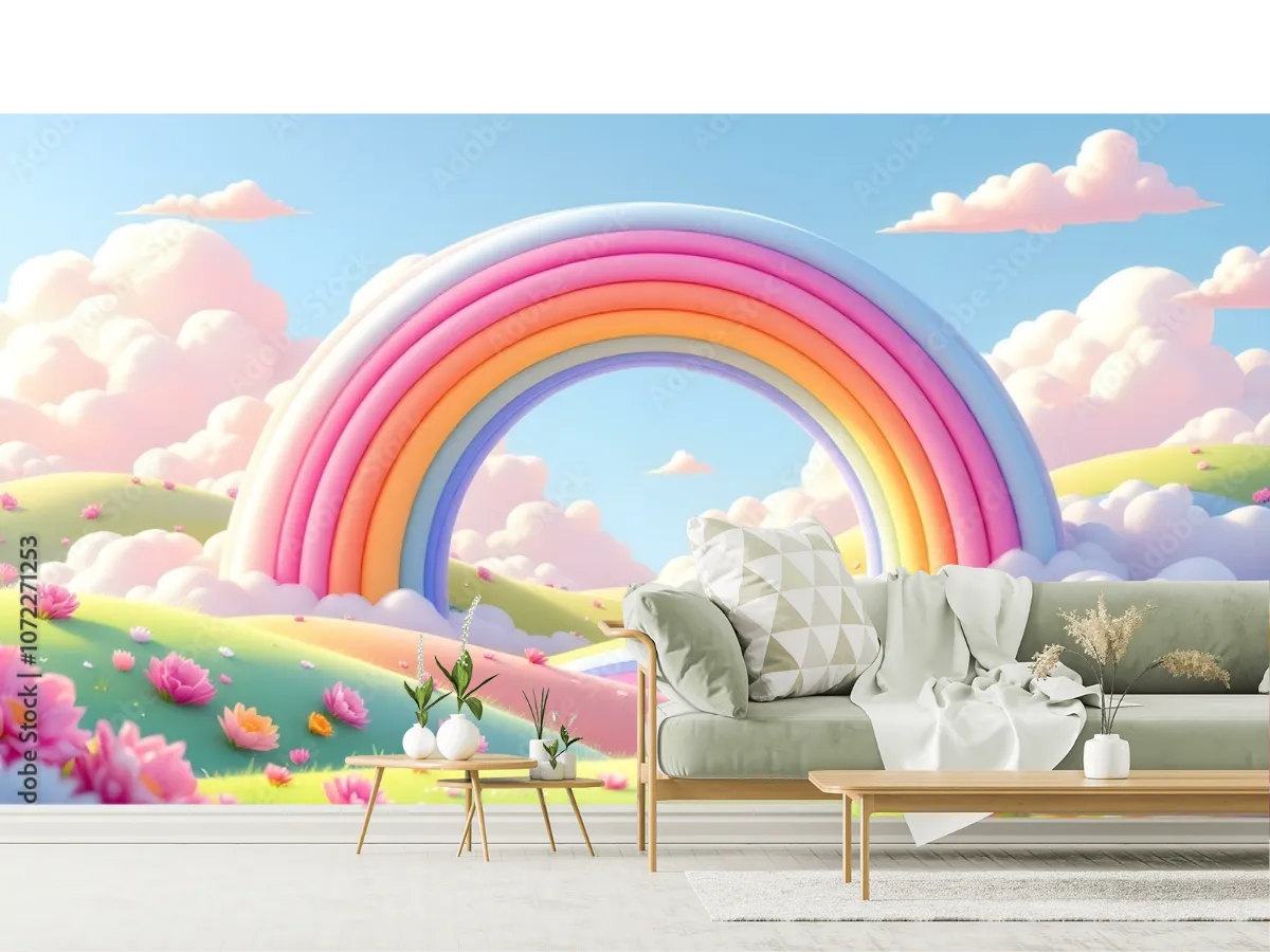 Mural Arcoíris de Ensueño para Decoración Infantil – Fotomural en Vinil o Papel Tapiz