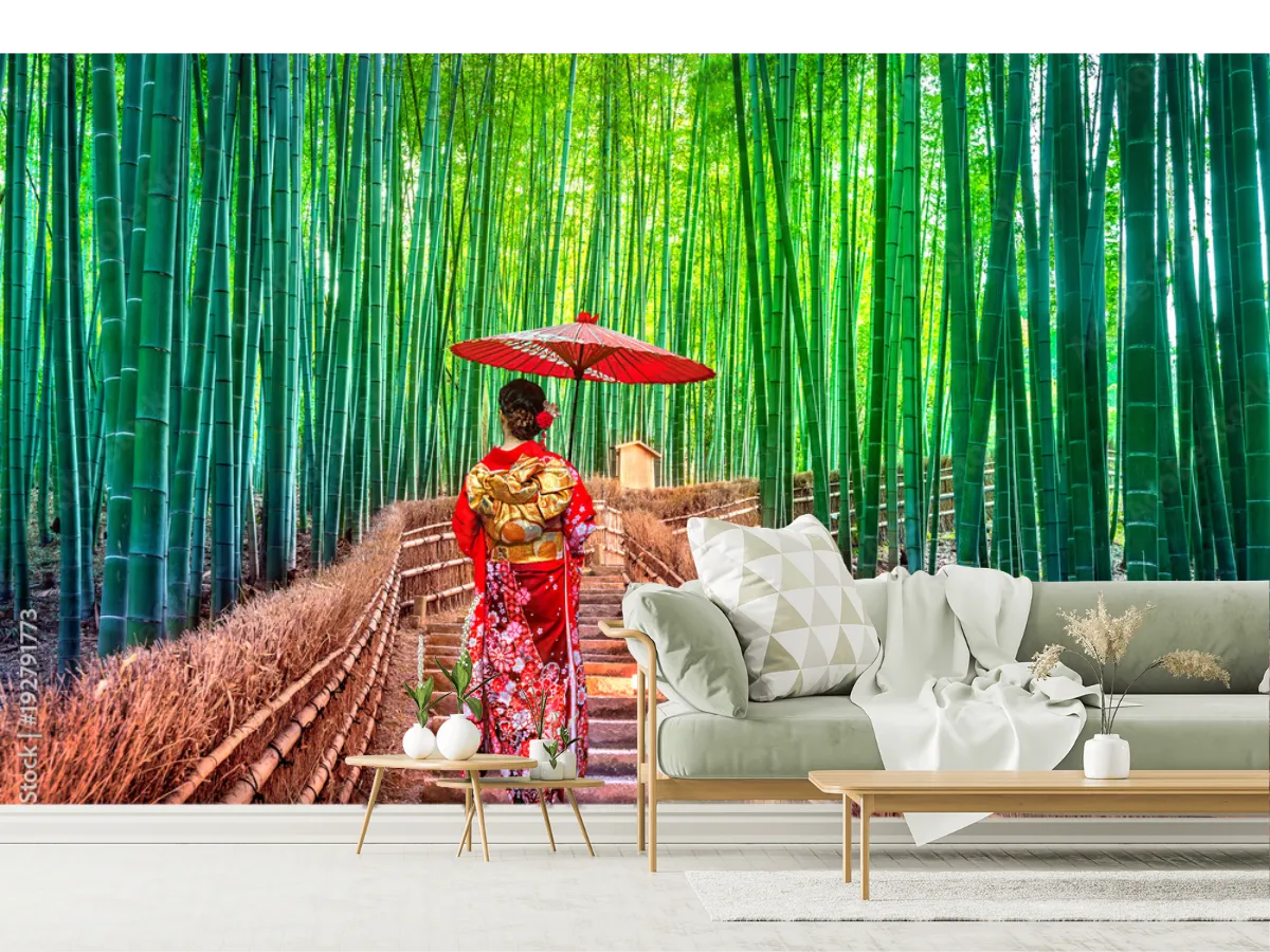 Mural Camino de Bambú Japonés: Fotomural Decorativo en Vinil o Papel Tapiz