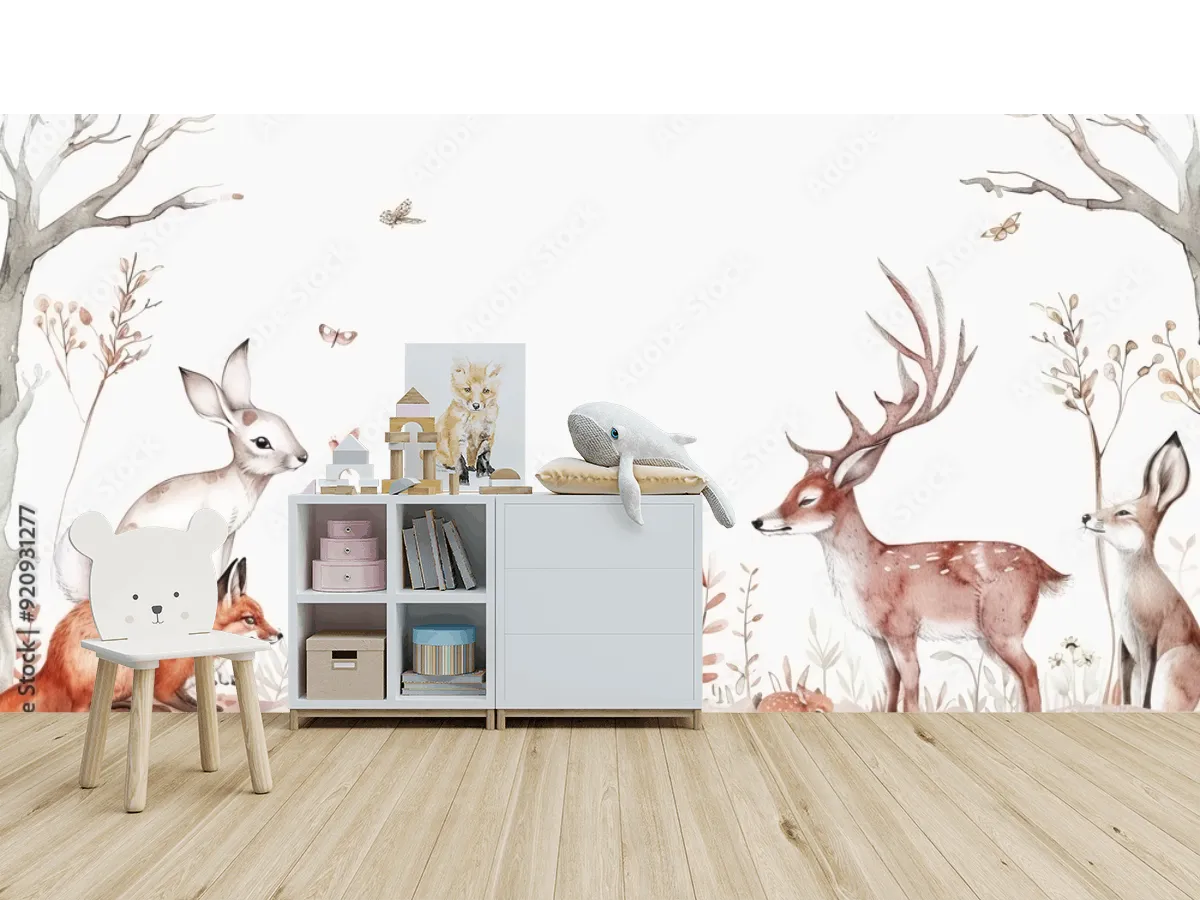 Mural Bosque Encantado Infantil en Vinil Arquitectónico o Tapiz
