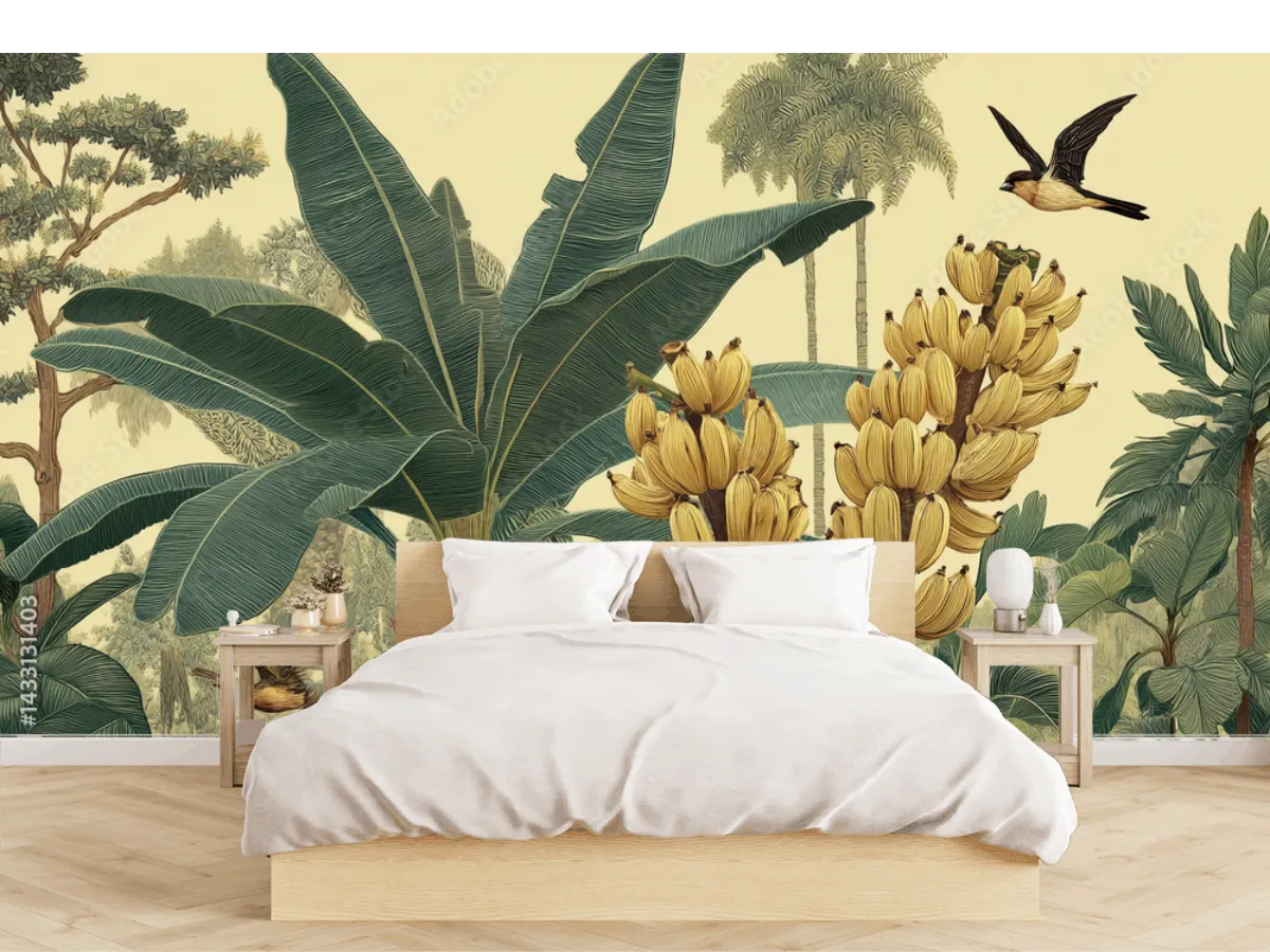 Mural Tropical Oro Banano - Fotomural Decorativo Vinil Arquitectónico