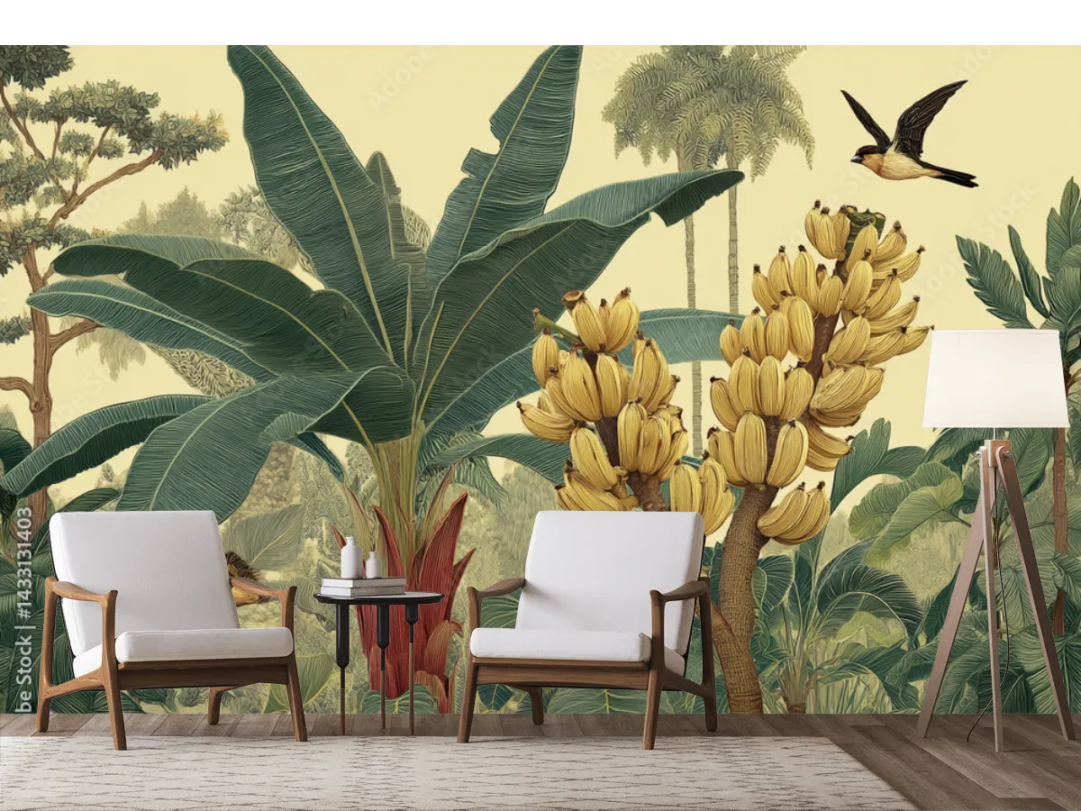 Mural Tropical Oro Banano - Fotomural Decorativo Vinil Arquitectónico