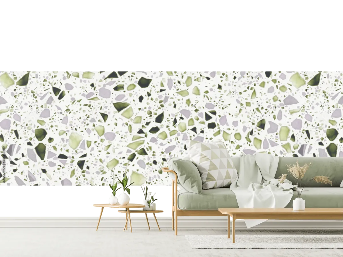 Mural modelo Terrazzo Esmeralda para paredes | Fotomural decorativo