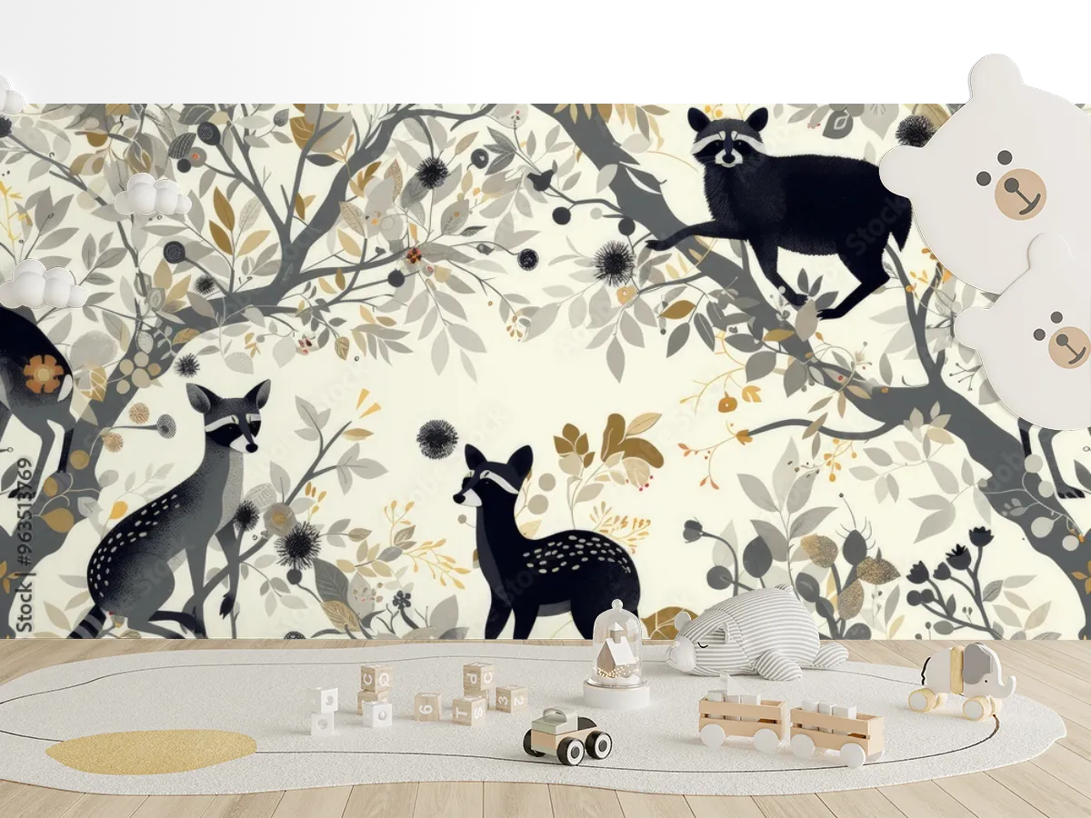 Mural Bosque Fantasía Animal, Papel Tapiz Decorativo Premium