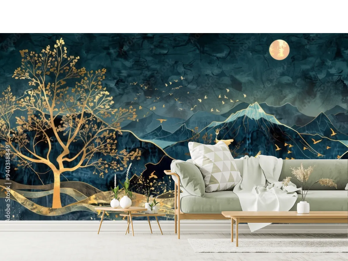 Mural Noche Dorada - Fotomural Decorativo en Vinil Arquitectónico