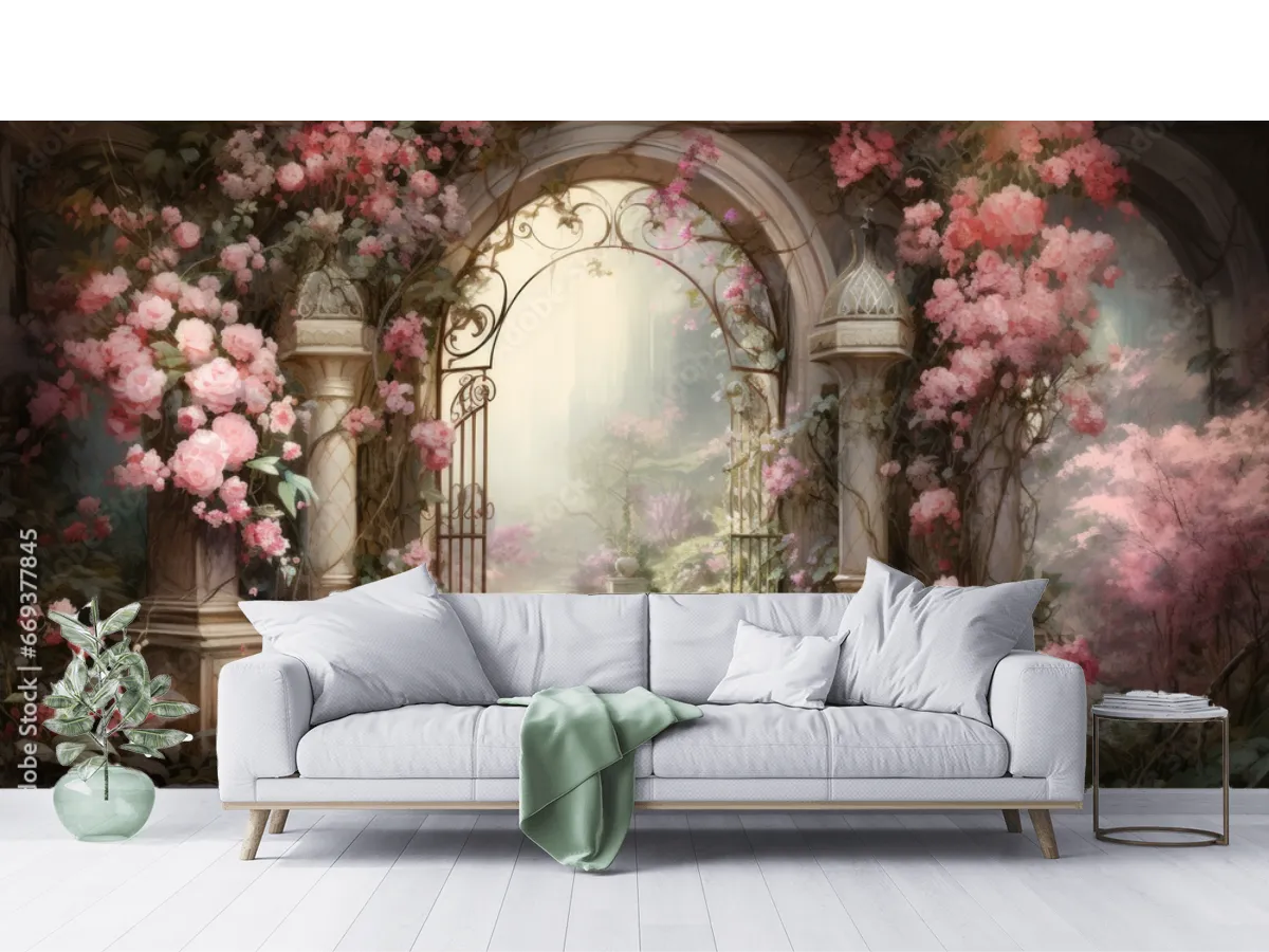 Mural Jardín Encantado Rosas | Fotomural Decorativo Personalizable