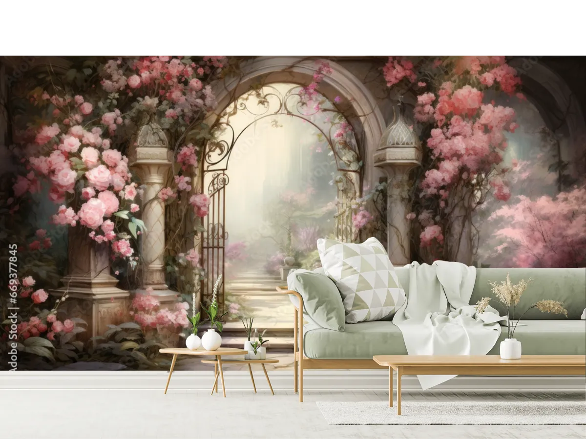 Mural Jardín Encantado Rosas | Fotomural Decorativo Personalizable