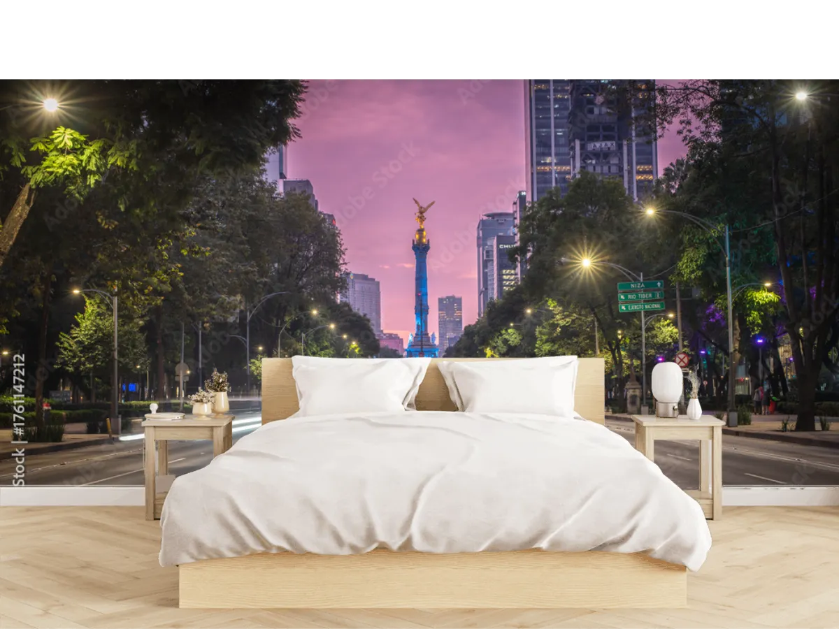 Mural Paseo Reforma Atardecer – Fotomural Vinil Arquitectónico o Papel Tapiz