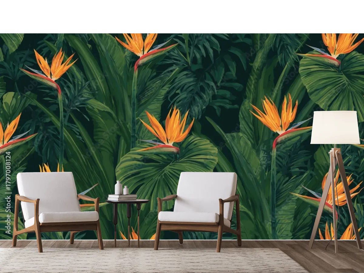 Mural Ave Paraíso Tropical para Sala en Vinil Arquitectónico