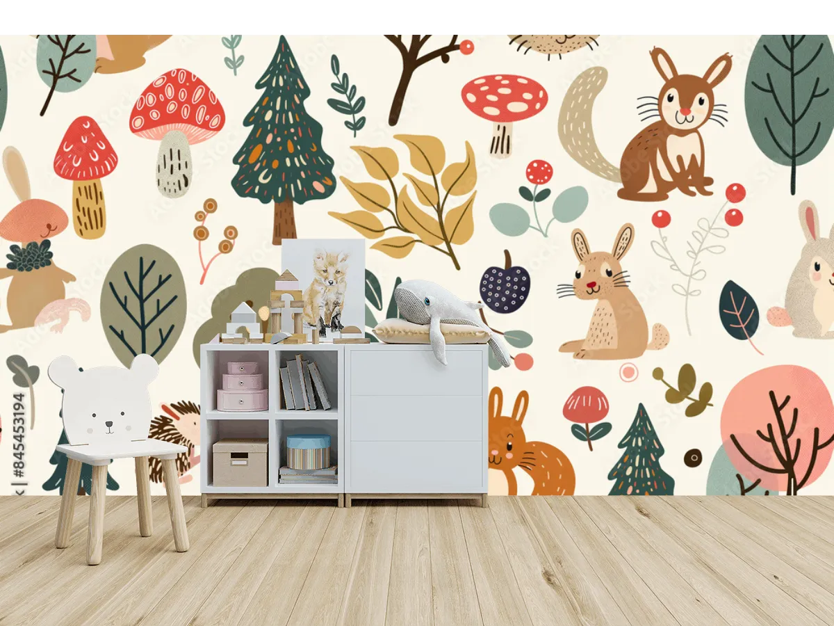 Mural Bosque Encantado Infantil - Fotomural para Niños en Vinil o Tapiz