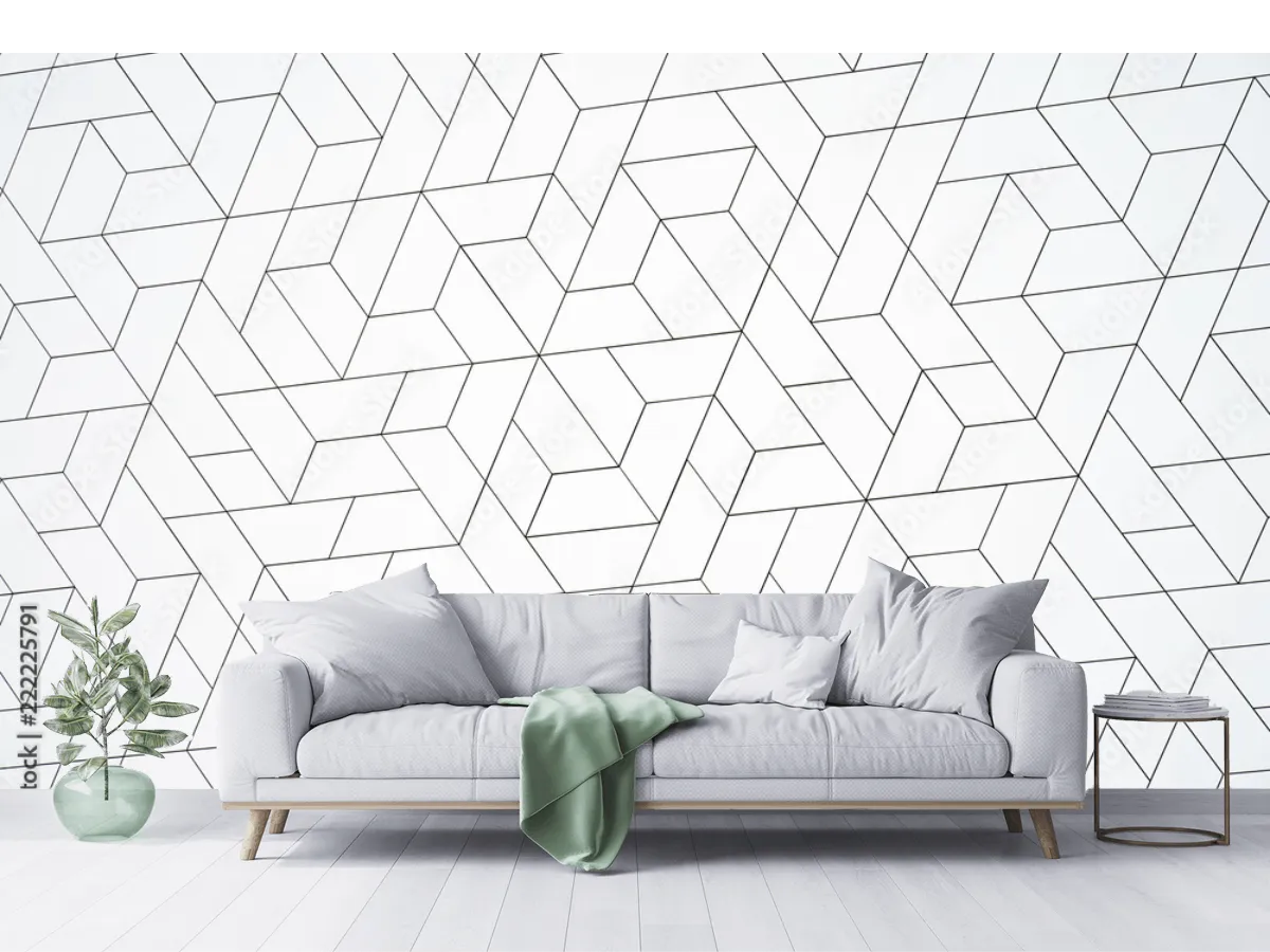 Mural Geométrico Prisma Minimalista para pared, Vinil Arquitectónico o Tapiz
