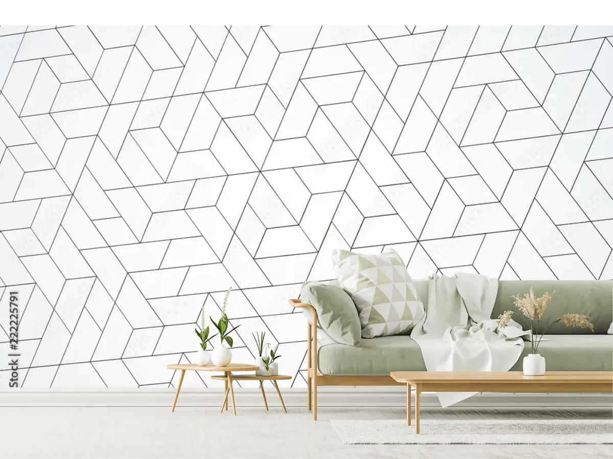 Mural Geométrico Prisma Minimalista para pared, Vinil Arquitectónico o Tapiz