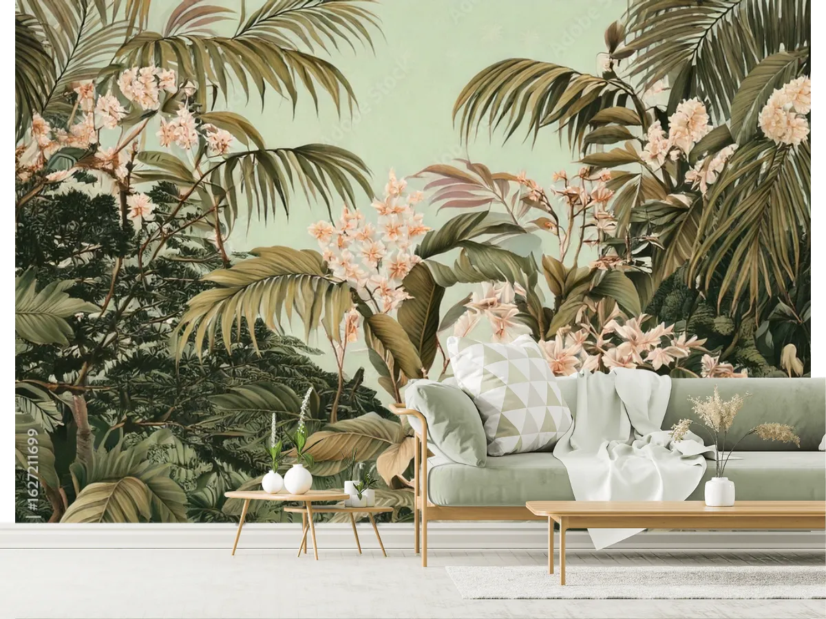 Mural Oasis Tropical de Ensueño para Pared - Fotomural Decorativo en Vinil o Papel Tapiz