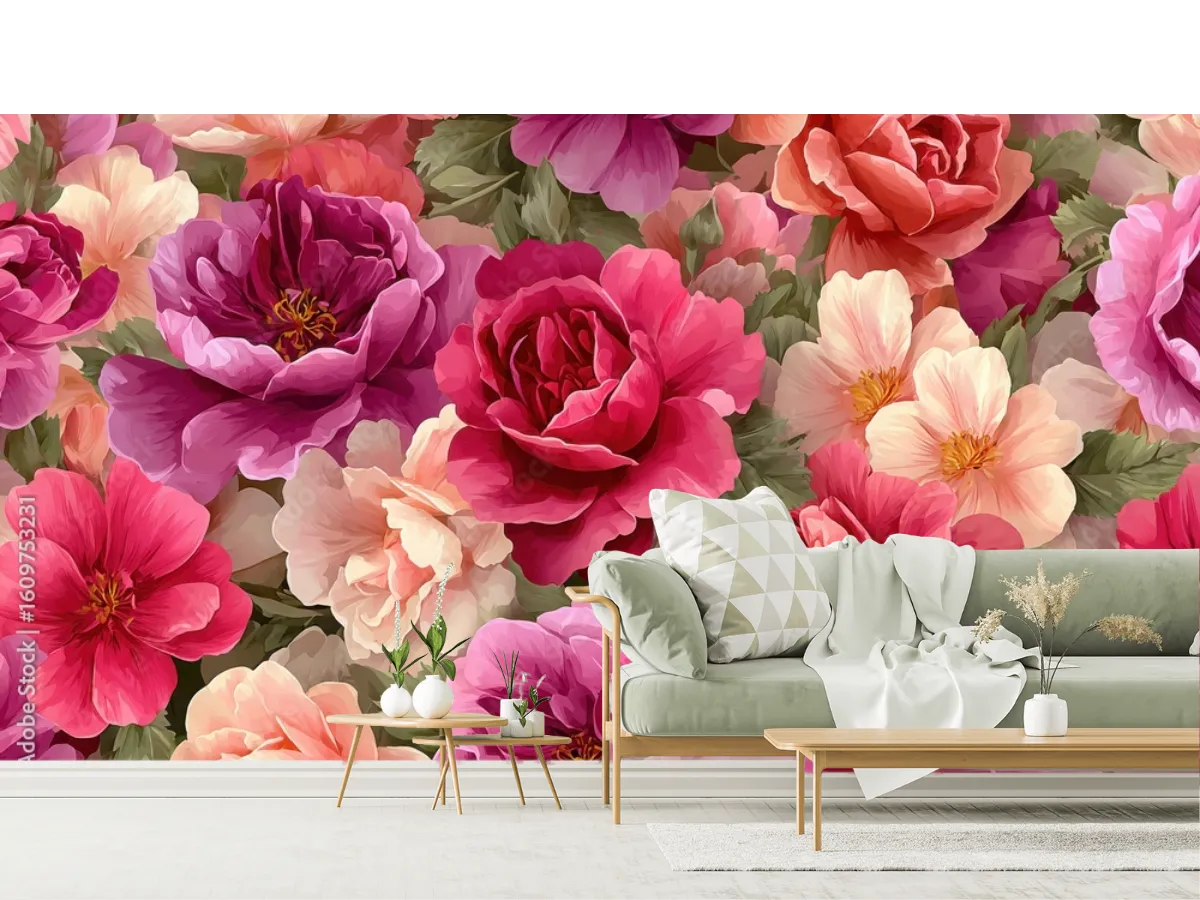 Mural Flores Encanto Botánico Vinil Arquitectónico o Papel Tapiz