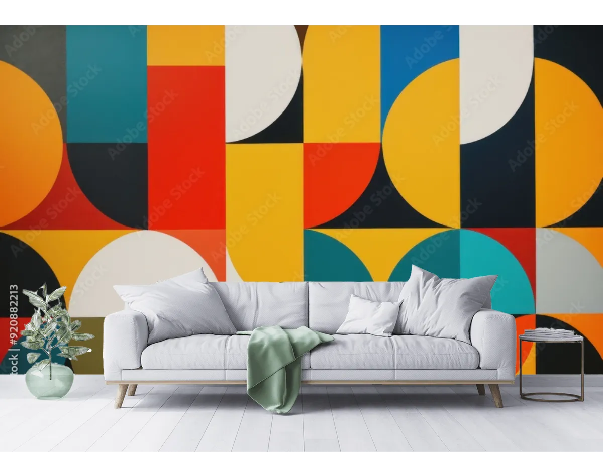 Mural Geométrico Prisma Solar para Sala y Oficina - Vinil Arquitectónico y Papeles Decorativos