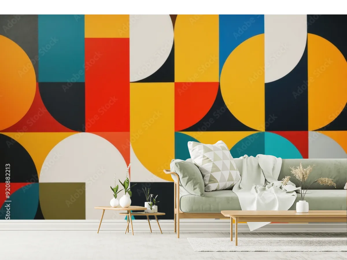 Mural Geométrico Prisma Solar para Sala y Oficina - Vinil Arquitectónico y Papeles Decorativos